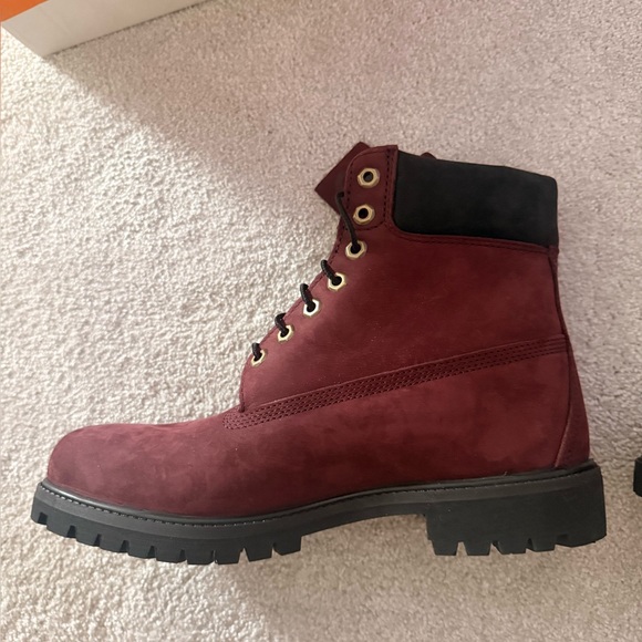 Timberland Men\'s Burgundy Nubuck Lace-Up Work Boots size 10